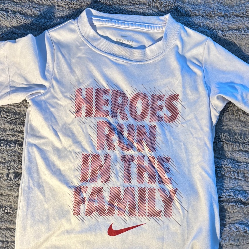 Nike Kids White Tee with Red Text Design